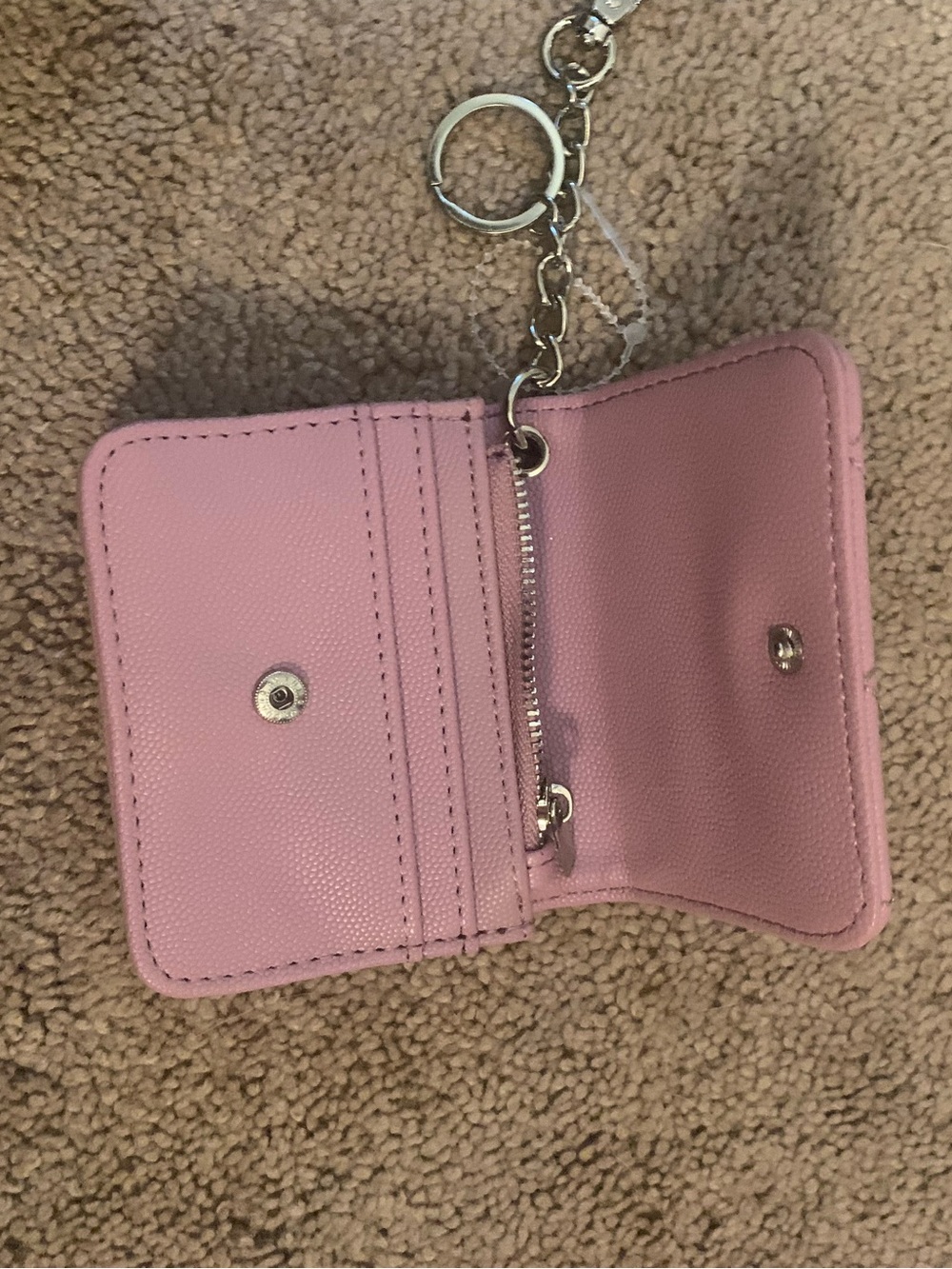 Steve Madden Pink Key & Card Holder with Chain and Zip Pocket
